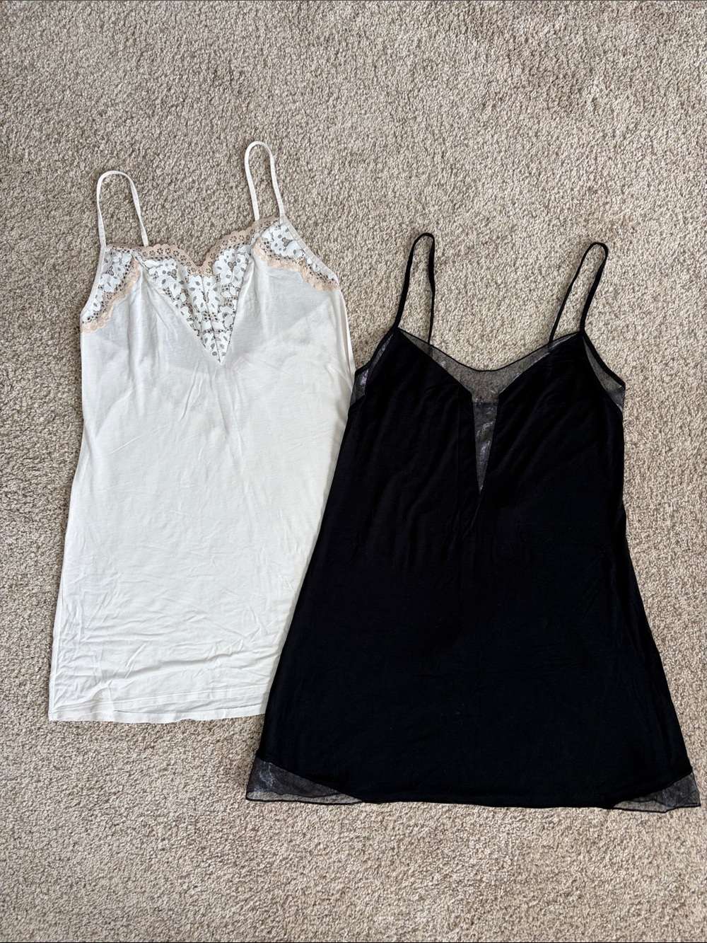 Victoria's Secret Lace-Trim Slip Dresses - White & Black